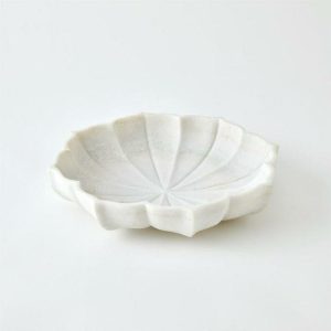 Trays & Storages | White Moroccan Inspired Marble Decorative Bowl, 2" H x 6" W x 6" D Decor Trays & Storages