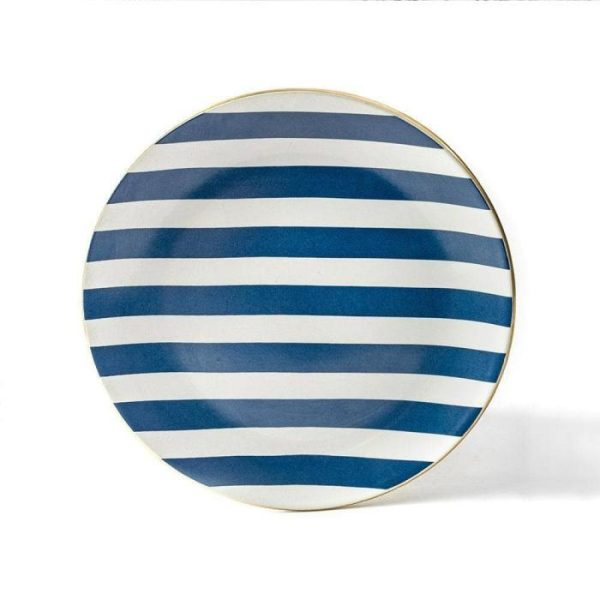 Dinnerware | Blue Stripe Snacks Plate, Set Of 4 Pcs Dinnerware Dinnerware