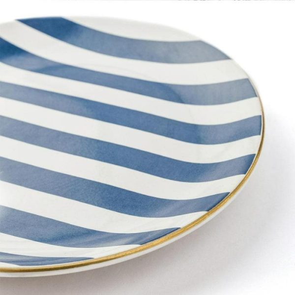 Dinnerware | Blue Stripe Snacks Plate, Set Of 4 Pcs Dinnerware Dinnerware