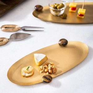 Dinnerware | Heirloom Tiger Eyes Orbit Brass Serving Platter Dinnerware Dinnerware