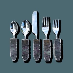 Dinnerware | Set Of 5 Pieces Lepidolite Gemstone Agate Cutlery Dinnerware Dinnerware