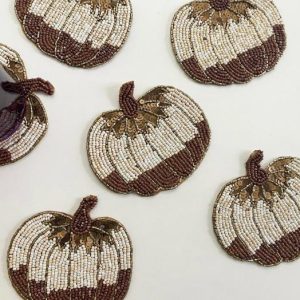 Drinkware | Halloween Pumpkin Beaded Coasters Drinkware Drinkware