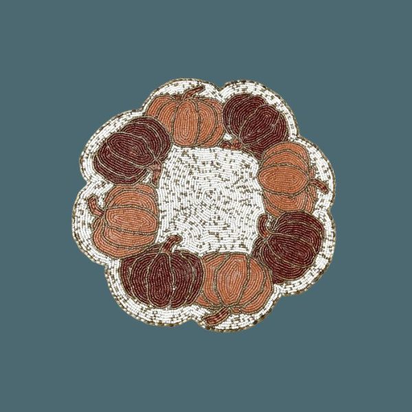 Table Linens | Pumpkin Harvest Beaded Placemat – Set Of 6 Kitchen Table Linens