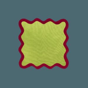 Table Linens | Red And Lime Green Scallop 100% Linen Square Placemat Kitchen Table Linens