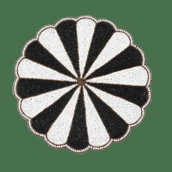 Table Linens | Black And White Beaded Round Placemats – Set Of 4 Kitchen Table Linens